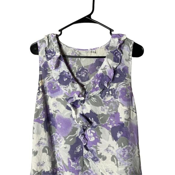 Halogen Sleeveless Silk Purple‎ Floral Blouse Size M - Picture 2 of 6